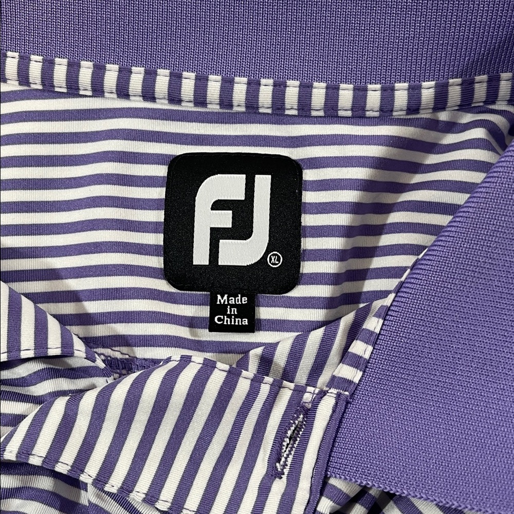 Footjoy FJ Golf Polo Shirt Purple White Short Sleeve Modern Logo Size XL - Picture 7 of 8